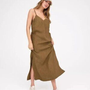 MATE The Label 100% Linen Full Length Maxi Dress in Sedona Size Medium Lagenlook